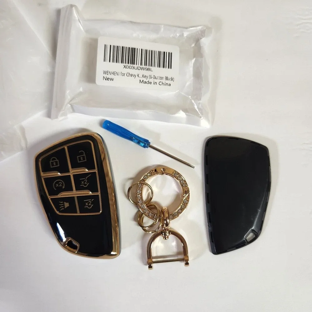 Key Fob Cover for Chevy/GMC Key Shell Case Compatible with‎ 2022 2021 Black